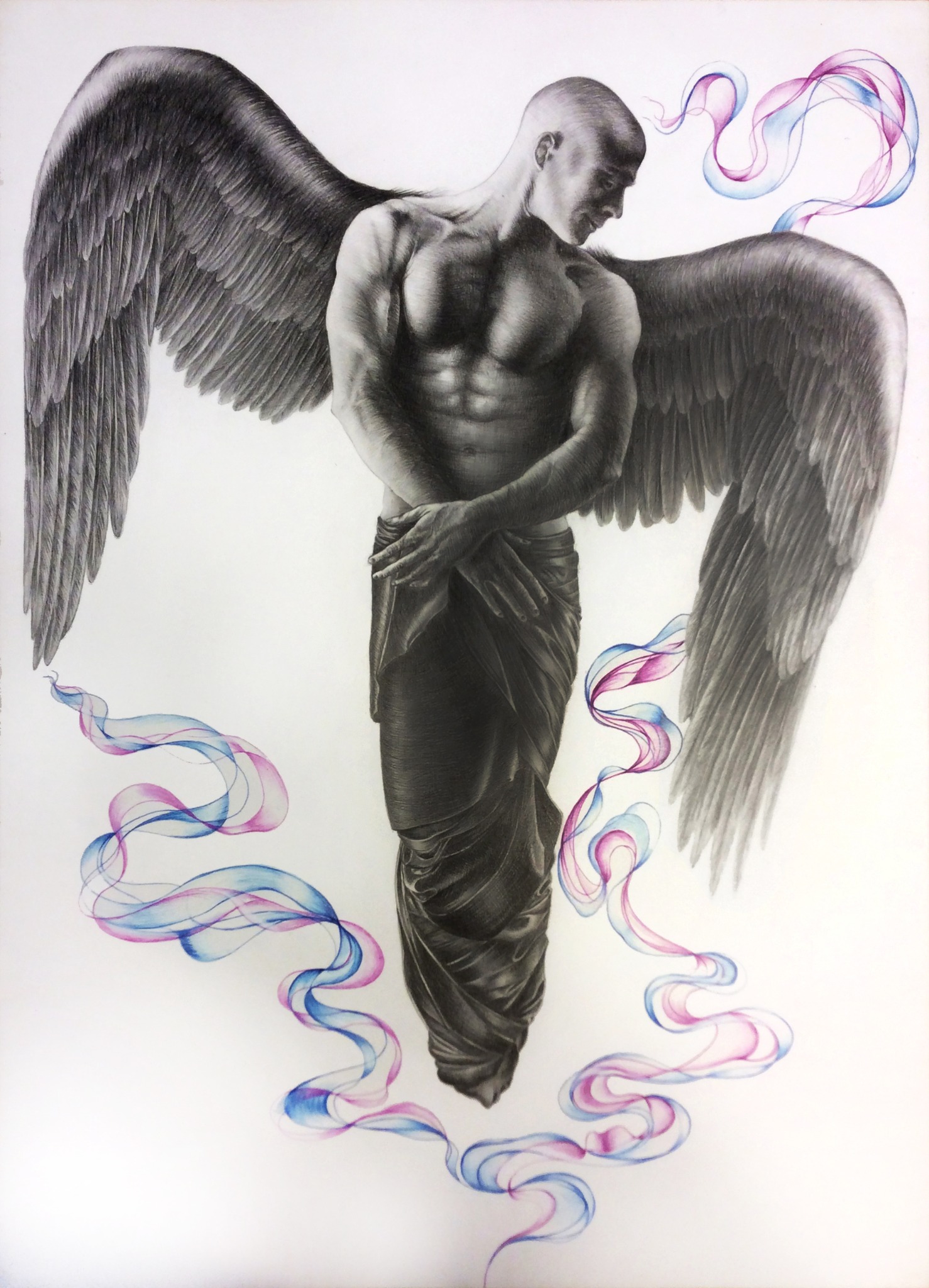 Drawing of a winged figure