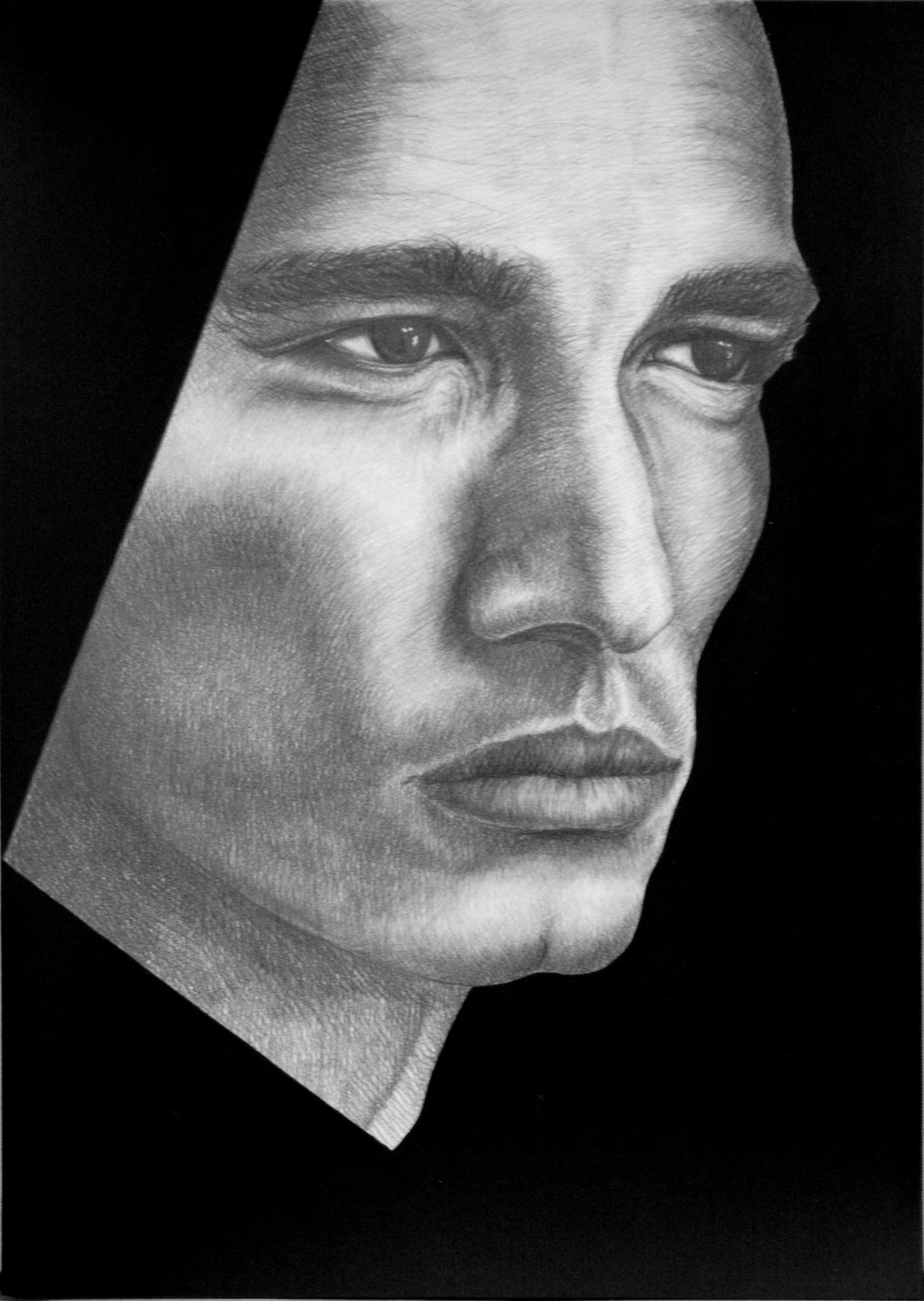 Graphite study of a male portrait, original work by Marco Monaldi