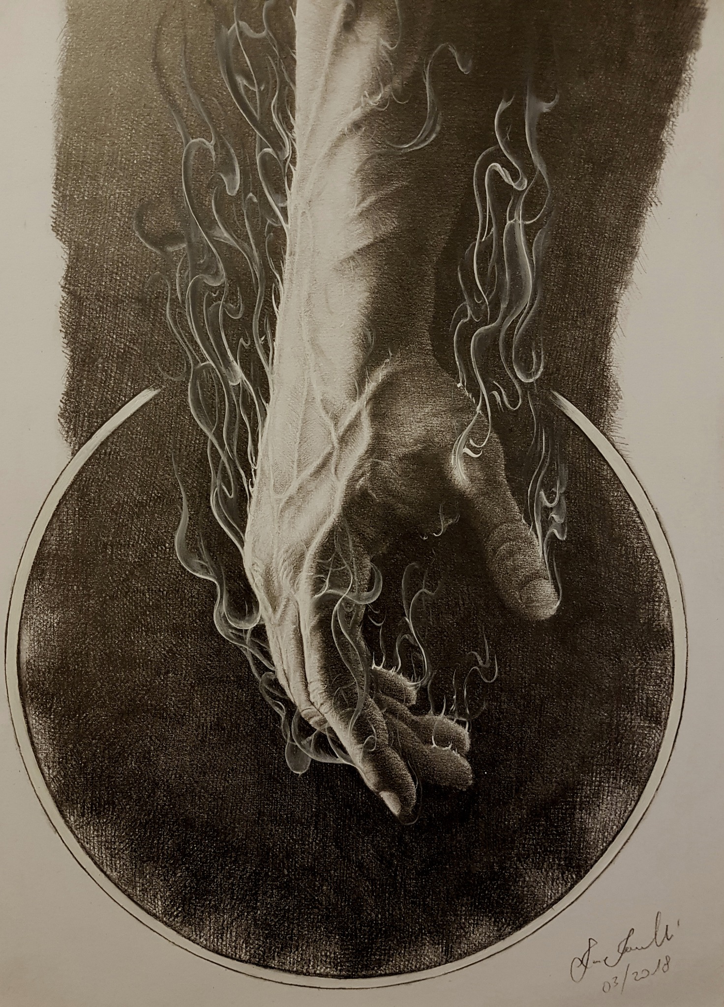 Graphite drawing of a hand