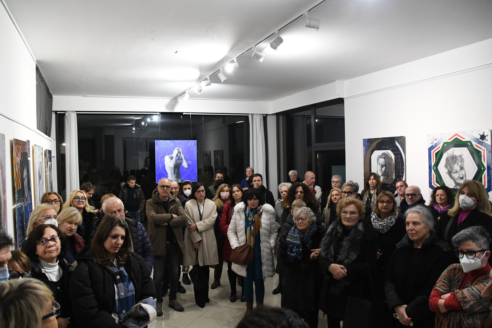 Visitors in the exhibition room