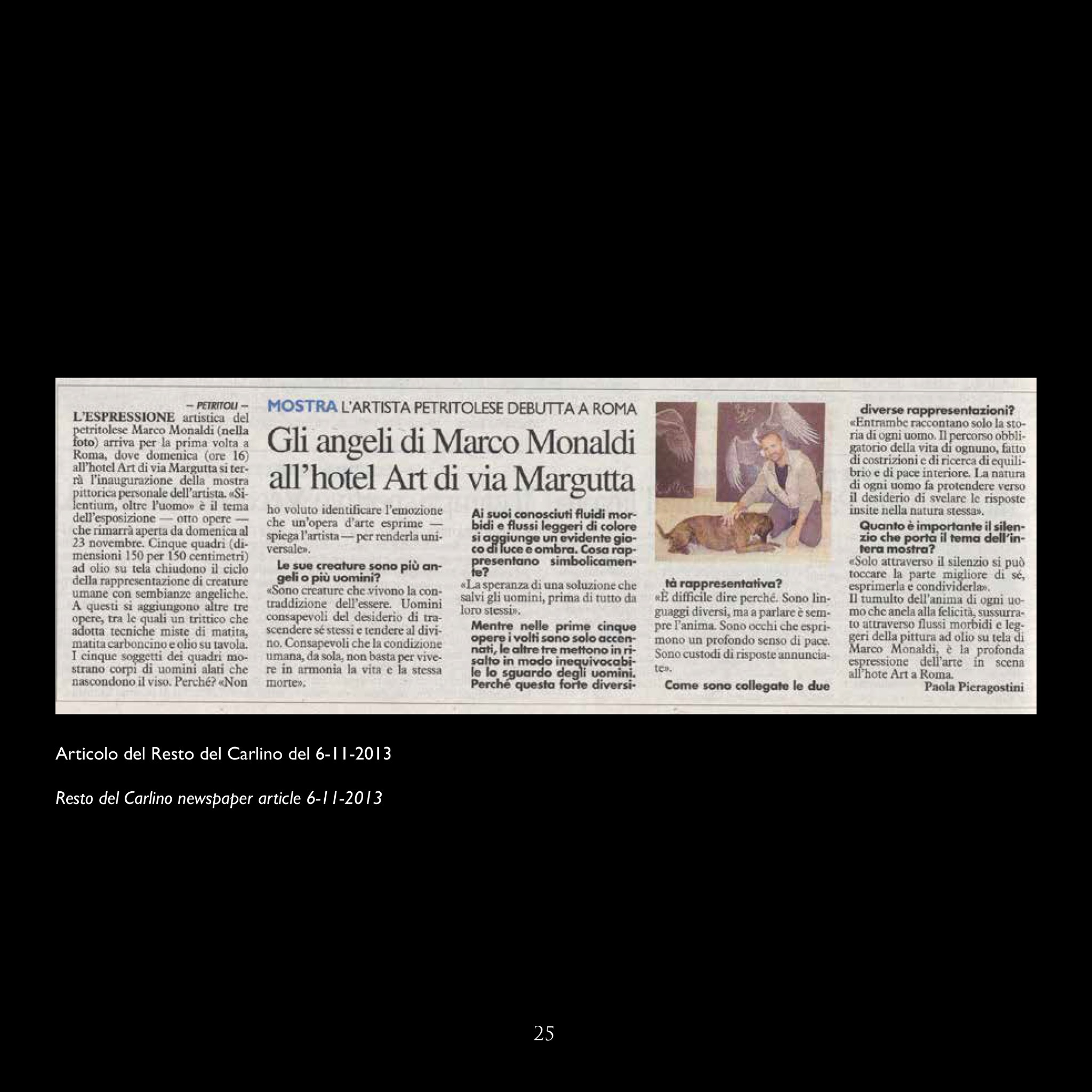 Gli angeli di Marco Monaldi all’hotel Art di via Margutta