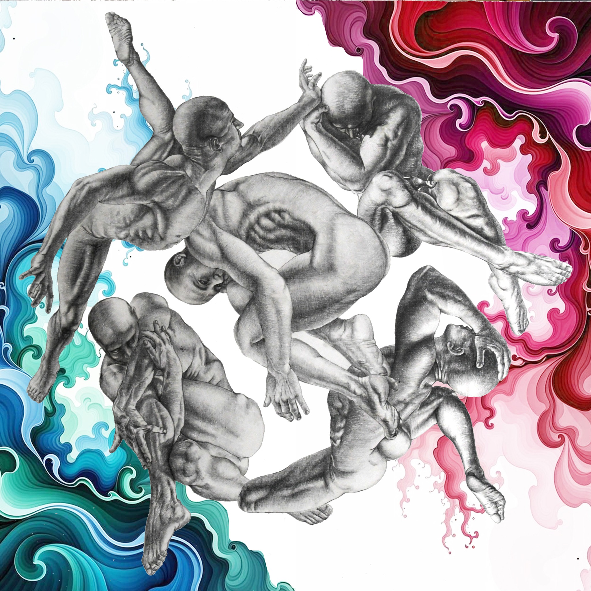 Multifigure composition with colourful patterns, Premio Quacquarini